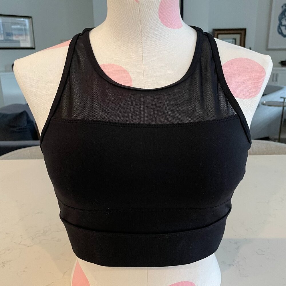 Zyia Active All Star Racer Back Nylon Spandex Spots Bra 'One More Rep' Black M